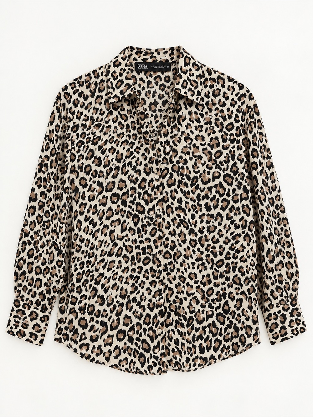 Zara Leopard Print Polyester Button Down Size Medium